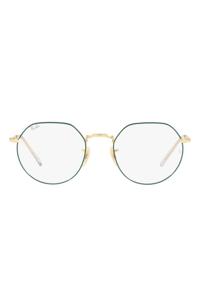 Ray Ban Unisex Jack 49mm Hexagonal Optical Glasses In Pale Gold