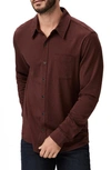 Paige Mens Deep Aubergine Stockton Patch-pocket Relaxed-fit Stretch Cotton-blend Shirt