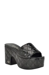 Guess Women's Yanni Quilted Platform Block Heel Sandals In Black- Faux Leather