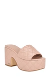 Guess Women's Yanni Quilted Platform Block Heel Sandals In Light Natural - Faux Leather
