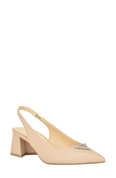 Guess Women's Zanda Pointed Toe Block Heel Slingbacks In Taupe - Faux Leather