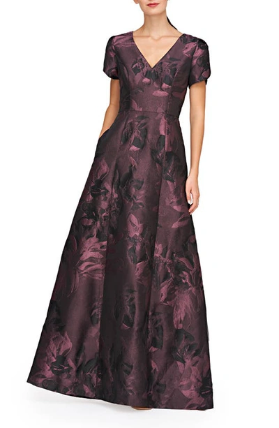 Kay Unger Women's Rowena Floral Jacquard Ball Gown In Mink Rose