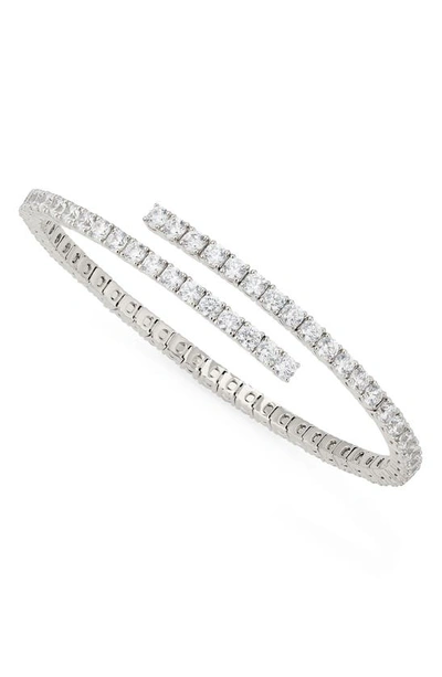 Nadri Cubic Zirconia Bypass Bangle In Rhodium