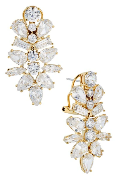 Nadri Cubic Zirconia Cluster Drop Earrings In Gold