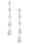 Nadri Evelyn Pear Cubic Zirconia Linear Drop Earrings In Rhodium