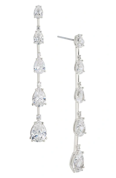 Nadri Evelyn Pear Cubic Zirconia Linear Drop Earrings In Rhodium