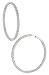 Nadri Inside Out Hoop Earrings In 18k Gold Plated Or Rhodium Plated In Rhodium