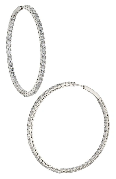 Nadri Inside Out Hoop Earrings In 18k Gold Plated Or Rhodium Plated In Silver