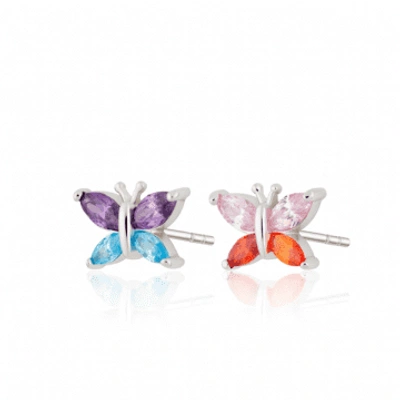 Scream Pretty Hannah Martin Colour Pop Butterfly Earrings In Silver