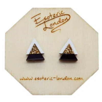 Lark London Esoteric London Block & Shadow Geometric Stud Earrings In Gold