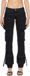 Attico Essie Flared Cargo Pants In 100 Black