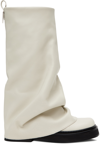 Attico Robin Leather Knee-high Combat Boots In White