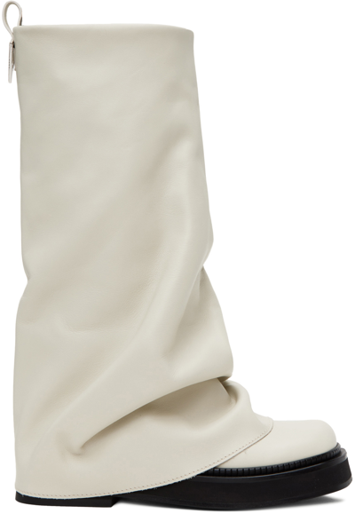Attico 30mm Robin Leather Combat Boots In Bianco