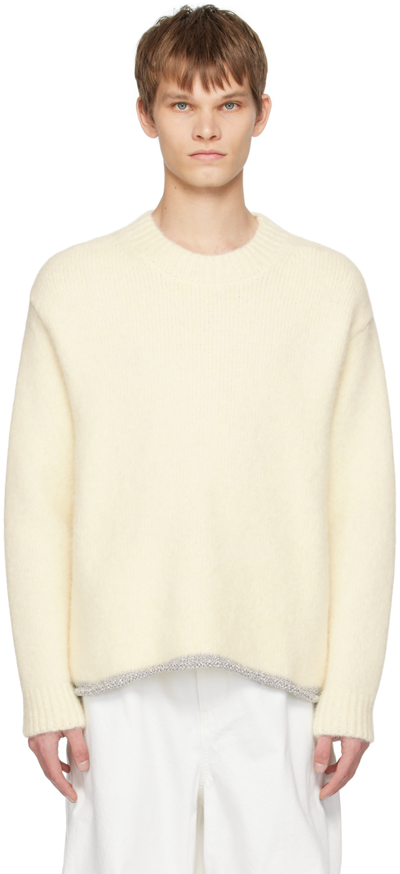 Jacquemus La Maille Pavane Jacquard Logo Intarsia Sweater In White