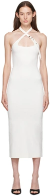 ATTICO WHITE HALTER NECK MIDI DRESS