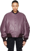 Attico Anja Padded Leather Bomber Jacket In 085 Mauve