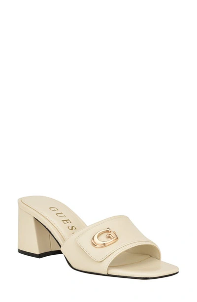 Guess Gallai Slide Sandal In Ivory Leather