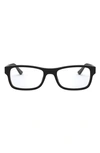 Ray Ban Unisex 52mm Rectangular Optical Glasses In Matte Black