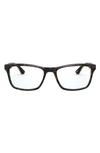 Ray Ban Unisex 53mm Rectangular Optical Glasses In Top Brown