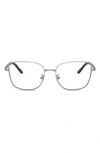 Tory Burch 53mm Square Optical Glasses In Shiny Silver