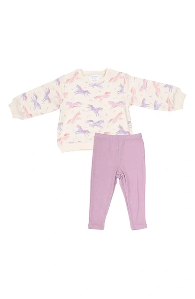 Angel Dear Babies' Oversize Sweatshirt & Rib Leggings Set In Purple Multi