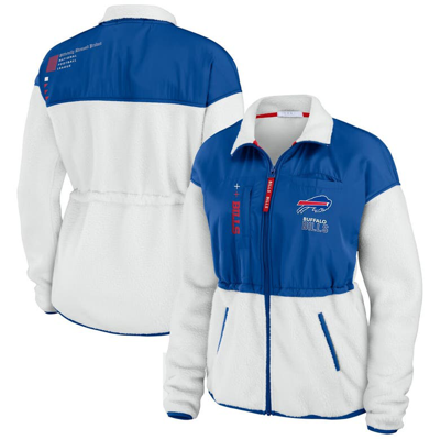 Wear By Erin Andrews Women's  White, Royal Buffalo Bills Color-block Polar Fleece Full-zip Jacket In White,royal
