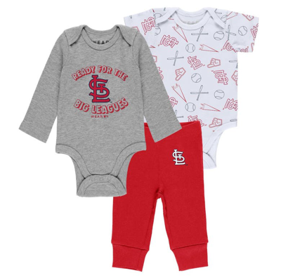 Wear By Erin Andrews Babies' Newborn & Infant  Gray/white/red St. Louis Cardinals Three-piece Turn Me Around In Gray,white,red