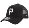 New Era Black Pittsburgh Pirates A-frame 9forty Trucker Adjustable Hat In Black