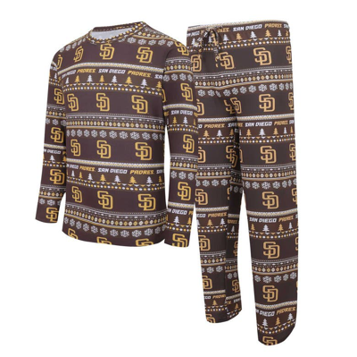 Concepts Sport Men's  Brown San Diego Padres Knit Ugly Sweater Long Sleeve Top And Pants Set