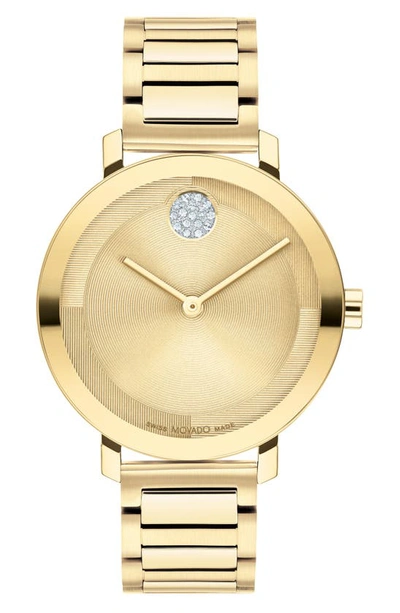 Movado Bold Evolution Quartz Gold Dial Ladies Watch 3600823 In Gold-tone