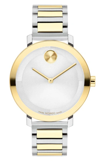 Movado Women's Bold Evolution 2.0 Two-tone Yellow Goldtone & Stainless Steel Bracelet Watch/34mm In Silver/two-tone