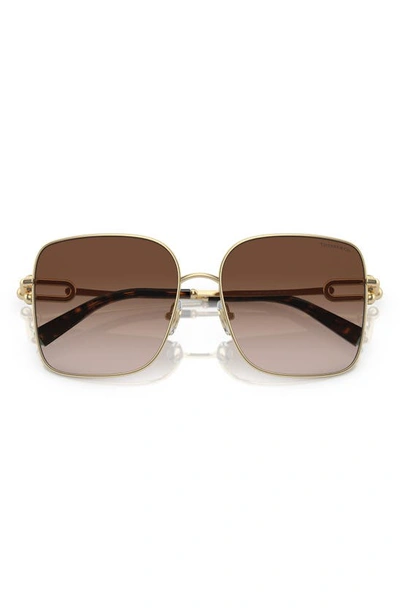 Tiffany & Co 58mm Gradient Square Sunglasses In Pale Gold