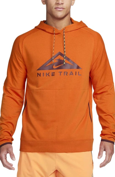 Nike Men's Trail Magic Hour Dri-fit Running Hoodie In Campfire Orange/ Night Maroon