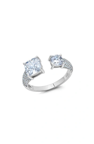 Crislu Cushion Cut Pavé Open Ring In Silver