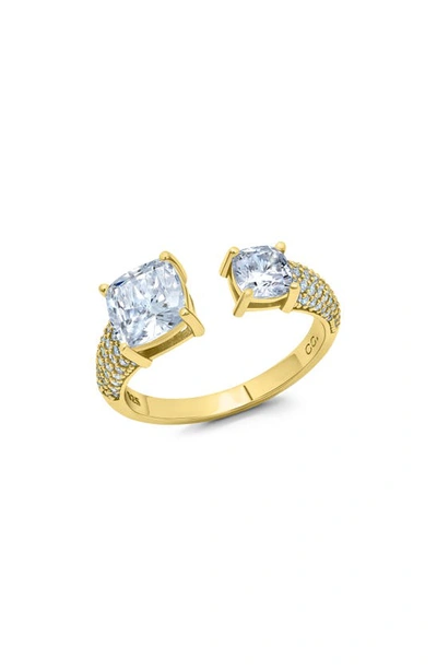 Crislu Cushion Cut Pavé Open Ring In Gold