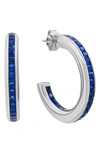 Crislu Cubic Zirconia Hoop Earrings In Sapphire