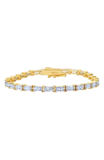 Crislu Cubic Zirconia Tennis Bracelet In Yellow Gold