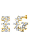 Crislu Baguette Cut Cubic Zirconia Huggie Hoop Earrings In Gold