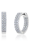 Crislu Double Row Cubic Zirconia Inside Out Huggie Hoop Earrings In Platinum