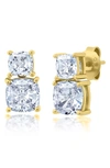 Crislu Cushion Cubic Zirc Stud Earrings In Gold