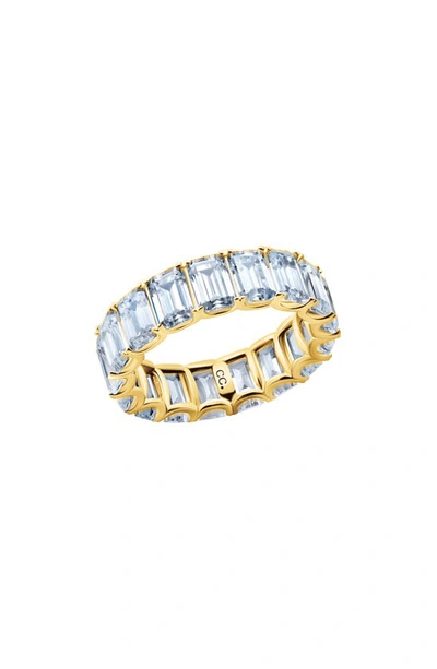 Crislu Emerald Cut Eternity Band Ring In Gold