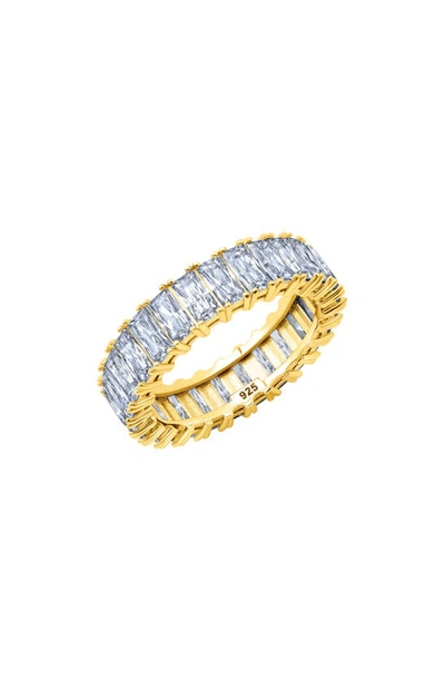 Crislu Baguette Cut Eternity Band Ring In Gold