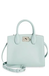 Ferragamo Studio Box Mini Leather Top Handle Bag In Silver