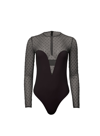 Fleur Du Mal Dotty Jersey Plunge Bodysuit In Black