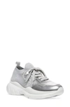 Stuart Weitzman 5050 Knit Sneaker In Grey Silver