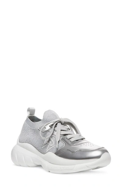 Stuart Weitzman 5050 Knit Sneaker In Grey Silver