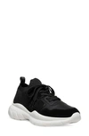 Stuart Weitzman 5050 Stretch Knit Chunky Runner Sneakers In Black Leather