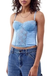 Bdg Urban Outfitters Ava Lace Corset Top In Light Blue