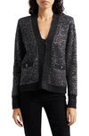 L'agence Jinny Sequin Cardigan In Black Charcoal Sequin