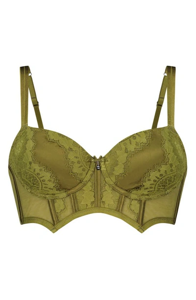 Hunkemoller Amelie Underwire Longline Bra In Sphagnum